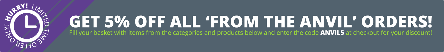 Get 5% off all 'From the Anvil' products with the code ANVIL5 at checkout