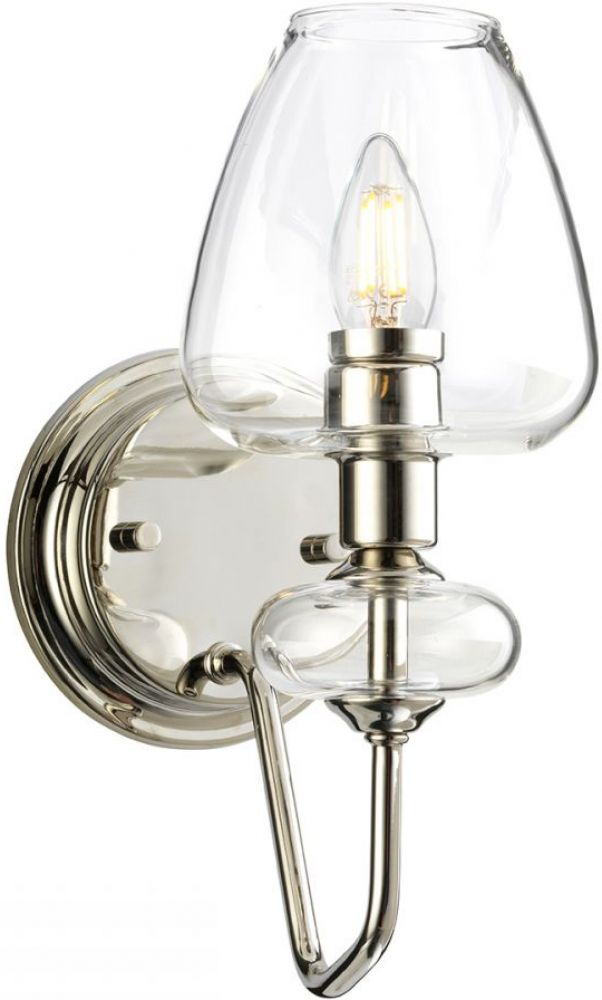 Armand Polished Nickel Clear Glass Wall Light 1 Lamp By Elstead Dl Armand1 Pn Silver Indoor Wall Lights