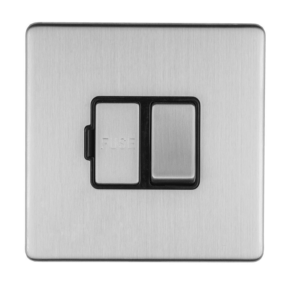 Eurolite 13Amp Switched Fuse Spur Concealed Satin Stainless Plate 