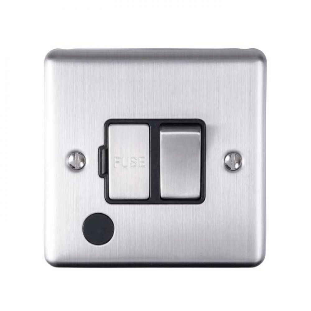 Eurolite 13Amp DP Switched Fuse Spur With Flex Outlet Satin 