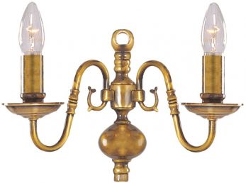 Flemish - 2lt Wall Bracket, Antique Brass (1019-2AB)