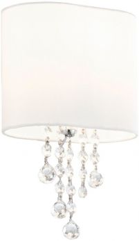 Nina - 1lt Wall Bracket, Chrome, Clear Crystal, White Shade (1051-1CC)