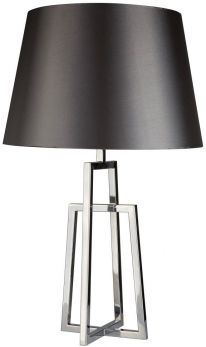 York Table Lamp Crossed Frame, Chrome, Black Tapered Shade (1533CC-1)