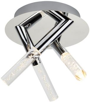 Bubbles 3lt Bathroom Ceiling Flush, Bubbled Acrylic & Chrome Rods (2373-3CC)