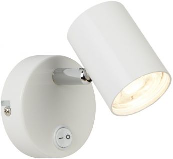 Rollo (Dim) 1lt Cylinder Head Spot Wall Bracket, White & Chrome (3171WH)