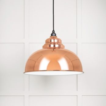 White Gloss Harborne Pendant in Copper (49508)