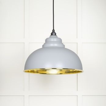 Hammered Brass Harborne Pendant in Birch (49521BI)