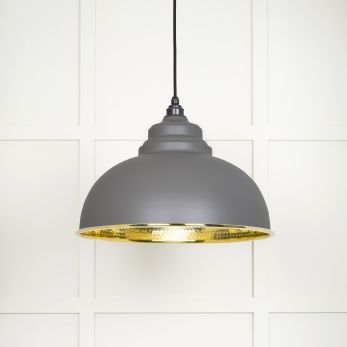 Hammered Brass Harborne Pendant in Bluff (49521BL)