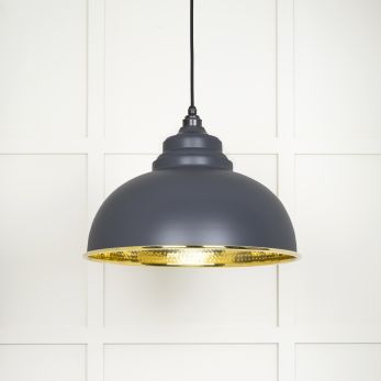 Hammered Brass Harborne Pendant in Slate (49521SL)