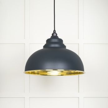Hammered Brass Harborne Pendant in Soot (49521SO)