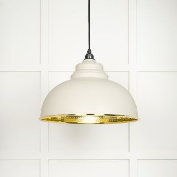 Hammered Brass Harborne Pendant in Teasel (49521TE)