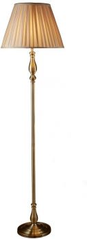 Flemish Floor Lamp, Antique Brass, Mink Pleated Shade (5029AB)