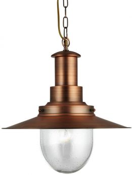 Fisherman Pendant - 1lt Large Pendant, Copper with Seeded Glass (5301CU)