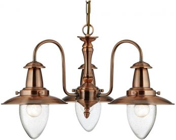 Fisherman - 3lt Ceiling, Copper with Seeded Glass Shades (5333-3CU)