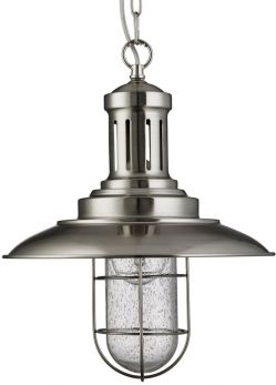 Fisherman Caged Pendant, Satin Silver, Seeded Glass (5401SS)