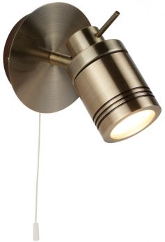 Samson 1lt IP44 Bathroom Spot Wall Bracket, Antique Brass (6601AB)