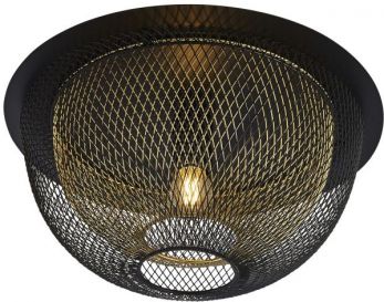 Diamond Net Matt Black and Gold Flush Ceiling Light 1 Lamp by Starbright (6840BGO)