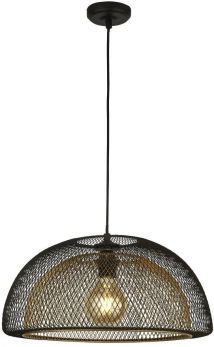 Diamond Net Matt Black and Gold Pendant 1 Lamp by Starbright (6841BGO)
