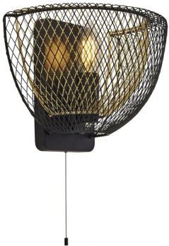 Diamond Net Matt Black and Gold Wall Light 1 Lamp by Starbright (6842BGO)
