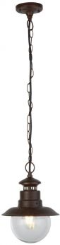 Old Station Rustic Brown and Clear Acrylic Pendant 1 Lamp by Starbright (7653RU)