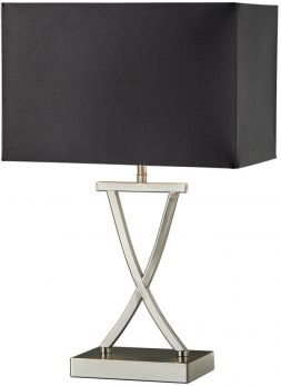 Club Table Lamp, Satin Silver, Black Rectangle Shade (7923SS)