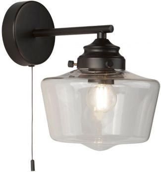 School House 1lt Wall Light, Black with Opal Glass (8708-1BK)