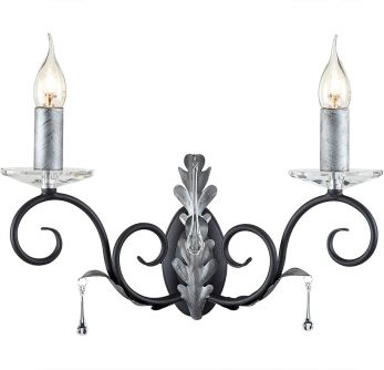 Amarilli Black/Silver Wall Light 2 Lamps by Elstead (AML2-BLK-SILVER)
