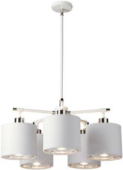Balance White/Polished Nickel Chandelier 5 Lamps by Elstead (BALANCE5-WPN)