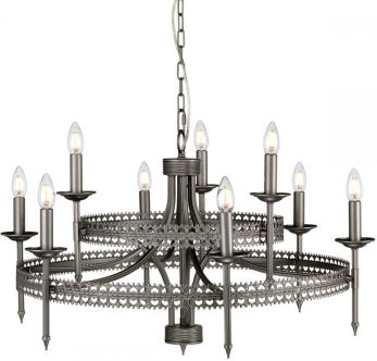Crown Iron Gate Chandelier 9 Lamps by Elstead (CROWN9)
