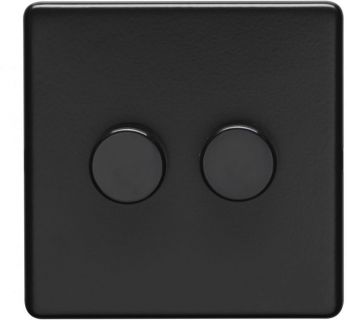 Eurolite Matt Black Dimmer Switch 2 Gang (ECMB2D400)