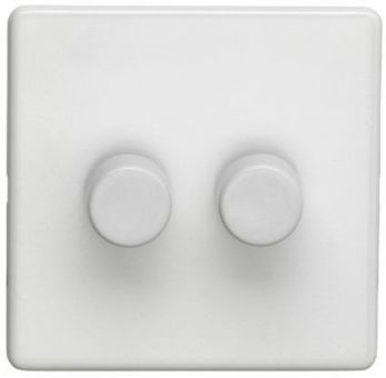 Eurolite White Metal Dimmer Switch 2 Gang (ECW2D400)