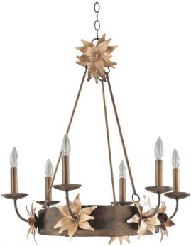 Simone Bronze/Gold Chandelier 6 Lamps by Flambeau (FB-SIMONE6)