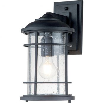 Lighthouse Textured Black Medium Wall Lantern 1 Lamp by Feiss (FE-LIGHTHOUSE2-M-BLK)