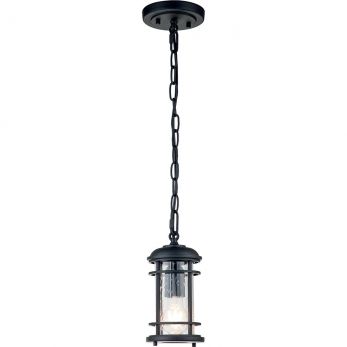Lighthouse Textured Black Small Chain Lantern 1 Lamp by Feiss (FE-LIGHTHOUSE8-S-BLK)