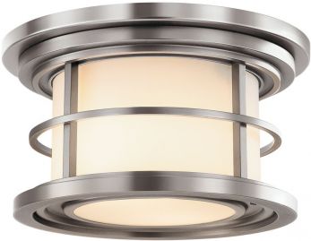 Lighthouse Brushed Steel Flush Ceiling Light 2 Lamps by Feiss (FE-LIGHTHOUSE-F)