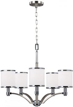 Prospect Park Satin Nickel/Chrome Chandelier 5 Lamps by Feiss (FE-PROSPECT-PARK5)