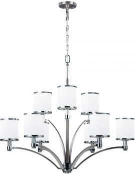 Prospect Park Satin Nickel/Chrome Chandelier 9 Lamps by Feiss (FE-PROSPECT-PARK9)
