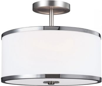 Prospect Park Satin Nickel/Chrome Semi-Flush Ceiling Light 2 Lamps by Feiss (FE-PROSPECT-PARK-SF)