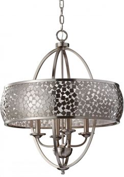 Zara Brushed Steel Chandelier 4 Lamps by Feiss (FE-ZARA4-L)