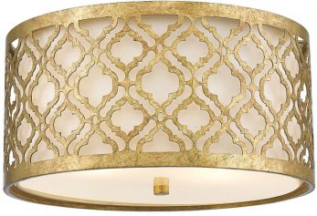 Arabella Distressed Gold Flush Ceiling Light 2 Lamps by Gilded Nola (GN-ARABELLA-F)