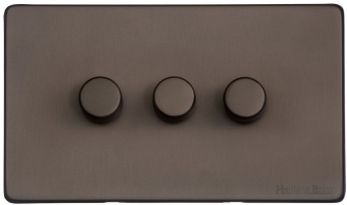 Vintage Matt Bronze 3-Gang Low Voltage Dimmer Switch Screwless (LV.X09.280.400)