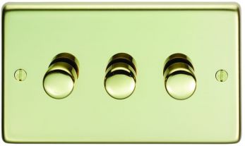 Eurolite Polished Brass Dimmer Switch 3 Gang (PB3D400)