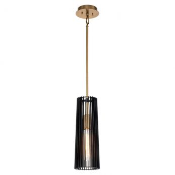 Quintiesse Black & Natural Brass Linara 1 Light Pendant | QN-LINARA-P-BK
