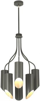 Quinto Dark Grey/Polished Nickel Chandelier 6 Lamps by Elstead (QUINTO6-GPN)