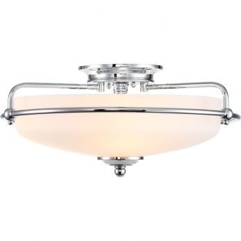 Griffin Polished Chrome Flush Ceiling Light 3 Lamps by Quoizel (QZ-GRIFFIN-F-PC)