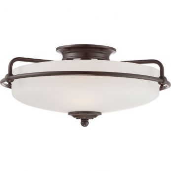 Griffin Palladian Bronze Flush Ceiling Light 3 Lamps by Quoizel (QZ-GRIFFIN-F-PN)