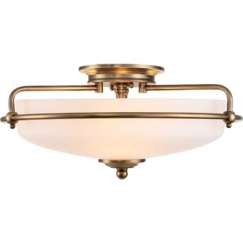 Griffin Weathered Brass Flush Ceiling Light 3 Lamps by Quoizel (QZ-GRIFFIN-F-WS)