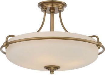 Griffin Weathered Brass Semi-Flush Ceiling Light 4 Lamps by Quoizel (QZ-GRIFFIN-SFM-WS)