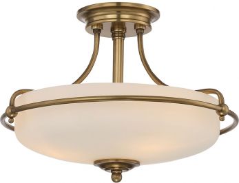 Griffin Weathered Brass Semi-Flush Ceiling Light 3 Lamps by Quoizel (QZ-GRIFFIN-SFS-WS)