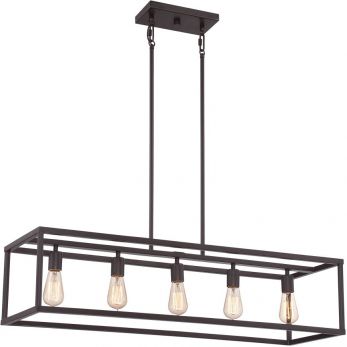 New Harbor Western Bronze Chandelier 5 Lamps by Quoizel (QZ-NEW-HARBOR-ISLE)